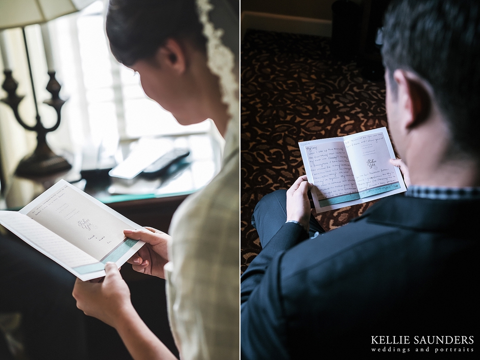 letter exchange on wedding day